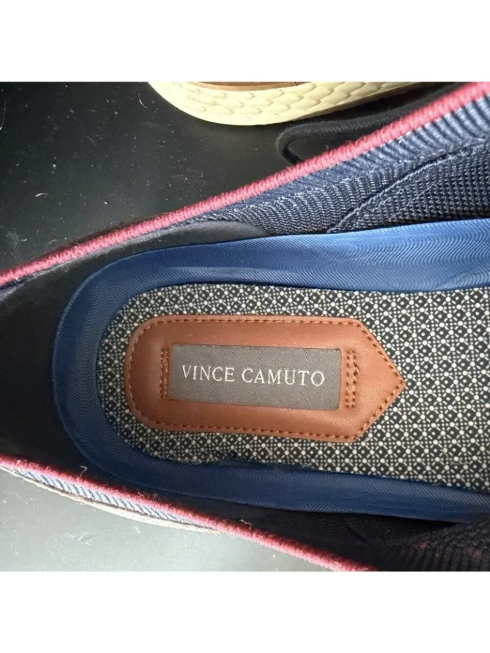 Vince Camuto V-Saladin M 10.5M Navy Knit Casual Oxford Shoes Leather Sneakers